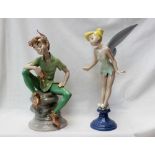 A Lladro figure of Peter Pan together with another of Tinkerbell,