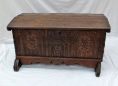 An 18th century and later fruitwood coffer,