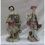 A pair of 18th century Derby street seller figures,