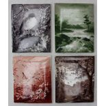 A set of four 19th century porcelain plaques of rectangular form, painted with landscape scenes,