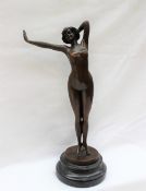 A bronze of a nude maiden In the style of Paul Phillipe, "The Awakening",