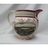 A 19th century Sunderland Lustre jug transfer decorated with "West view of the cast iron bridge