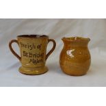 An E Jenkins, Ewenny Pottery twin handled loving cup,