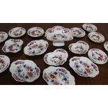 A Chamberlains Worcester part dessert service transfer and infil decorated with flowers and leaves ,