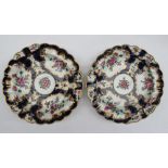 A pair of Worcester porcelain lobed dishes, with a wavy rim of twenty-four indentations,