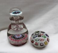 A 19th century English Millefiori paperweight ink well or scent bottle, 14.