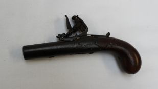 A 19th century flintlock pistol, the side plates of the barrel inscribed "Twigg, London", 15.
