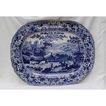 A Swansea, Baker Bevan & Irwin blue and white pottery meat plate,