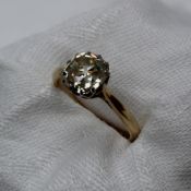 A Cushion cut solitaire diamond ring,