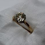 A Cushion cut solitaire diamond ring,
