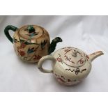 A Japanese Satsuma pottery teapot, decorated with birds amongst flowers,