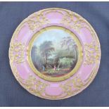 A 19th century English porcelain plate painted with a view of Kenmore and Taymouth Castle,