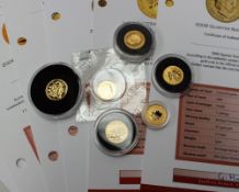 "The World's Finest gold Miniatures Collection" coins including a 2009 quarter sovereign,