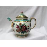 An 18th century English porcelain teapot and cover, possibly Worcester,