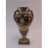 A Royal Worcester 'Painted Fruit' vase by William Ricketts, dated 1912,