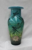 A Dennis Chinaworks pottery baluster vase, decorated with a pond with lilies and dragonfly's,