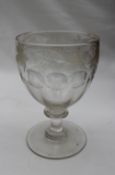 A 19th century glass rummer engraved to the rim with vine leaves and grapes,