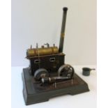 A Marklin Live Steam Stationary Engine consisting of horizontal brass boiler,