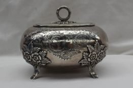 Judaica - a Russian white metal Etrog, of oval form with a ring handle,