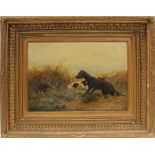 Kinsley Gundogs on a moor pointing partridge Oil on canvas Signed 29 x 41.