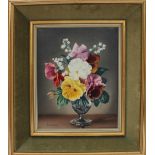 James Noble Pansies and Lily of the valley Oil on canvas Signed and label verso 24.