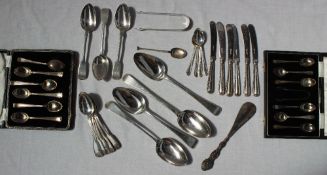 A George III silver table spoon, London, 1802, together with other silver table spoons,