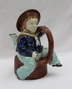 A 19th century Majolica Manx teapot with cover,
