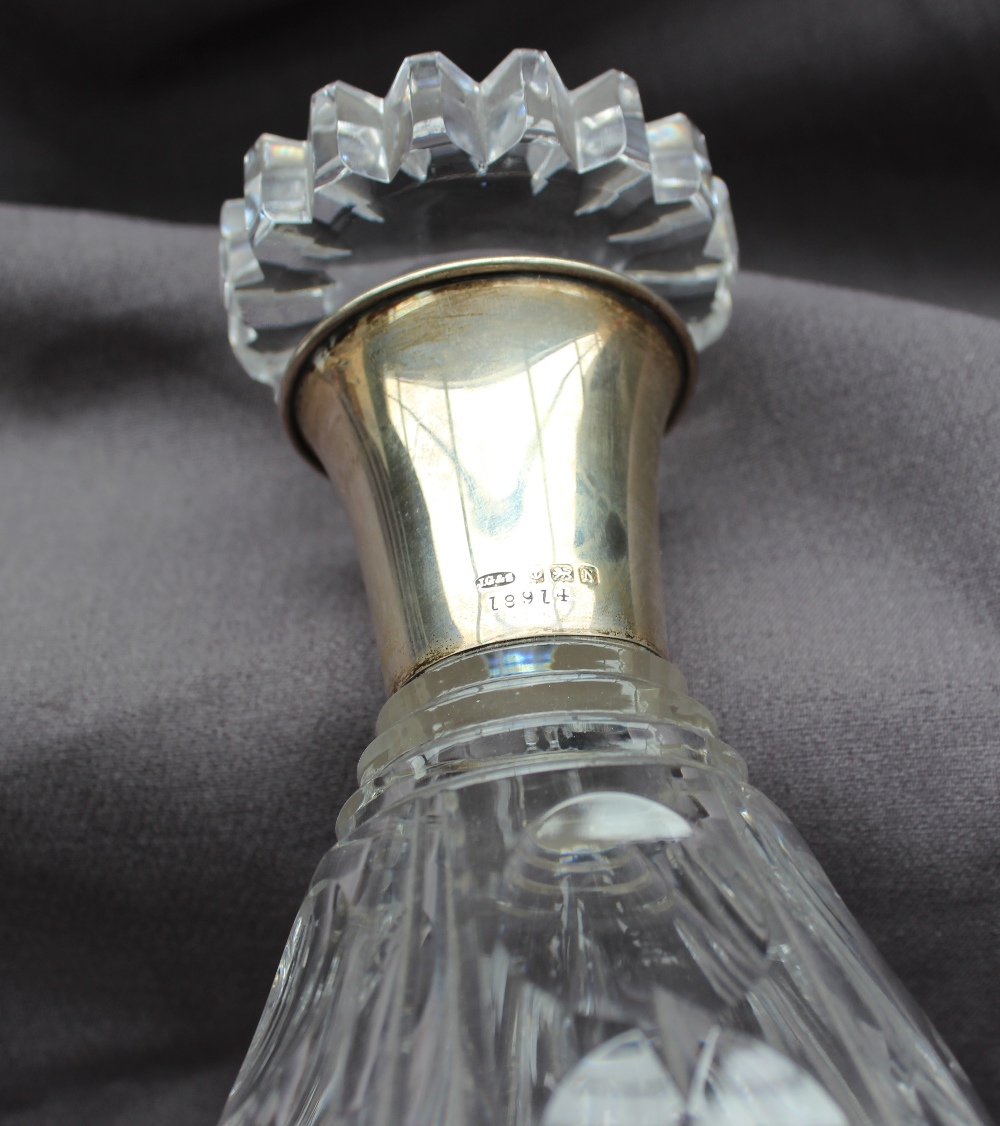 A George V silver topped and cut glass decanter, Birmingham, - Image 2 of 2