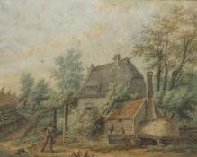 Attributed to Pieter Barbiers Pastoral scene Watercolour 46 x 58cm