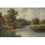 Thomas F J Wilson River scene Oil on canvas Signed 39 x 59cm
