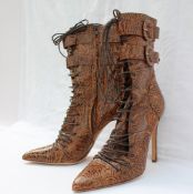 Roberto Cavalli - A pair of "tattooed" leather high heel boots,