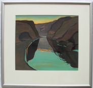 John Wright (1931-2013) A valley landscape in turquoise and browns Gouache Signed and dated '76 47