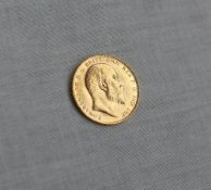 An Edward VII gold sovereign,