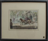 Thomas Rathmell A horse and cart in the street Watercolour Signed 17 x 26cm IMPORTANT: This lot