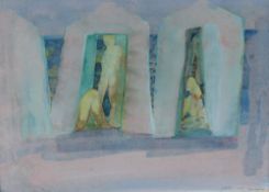 John Selway (b.1938) Beach Tents No 2 Watercolour Signed and dated 1974 55.