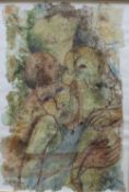 Annie Giles Hobbs Figures and dogs Mixed media on hand grafted paper Signed 68 x 43cm IMPORTANT: