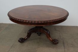 A Victorian rosewood supper table,