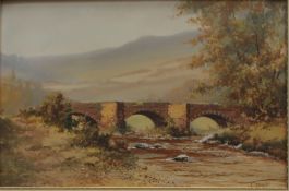 Edgar James Maybery A bridge across a river Watercolour Signed 32 x 51.