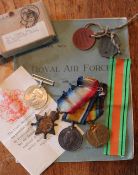 A set of three World War I medals, including The British War Medal, Victory Medal and 1914-15 Star,