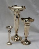 A George V silver bud vase with a flared beaded rim above a spreading foot, Birmingham, 1922,