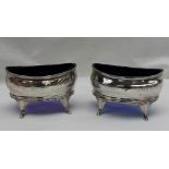 A pair of George III silver open table salts, of pointed oval form,