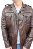 Roberto Cavalli - A Gentleman's brown leather jacket, size small, with original tags and labels,