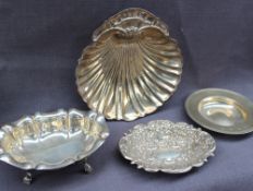 An Elizabeth II silver shell dish, Sheffield, 1997 together with three other silver bon bon dishes,