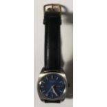 A Gentleman's Longines wristwatch, with a blue dial,