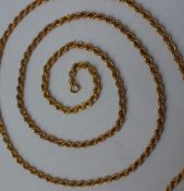 A 9ct yellow gold rope twist necklace,