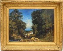 Thomas Colman Dibdin A river valley with sheep in the foreground Oil on canvas Signed and dated