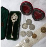 An Edwardian silver key, gifted to Mr Edward Jenkins, 1905, Birmingham, 1903,