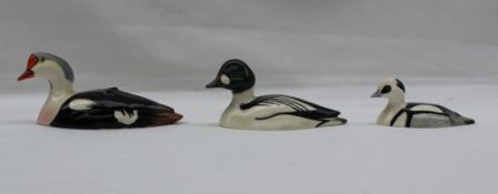 Three Beswick ducks, approved by Peter Scott, including "King Eider",