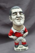A John Hughes pottery Grogg of the Welsh Rugby player "John Bevan",
