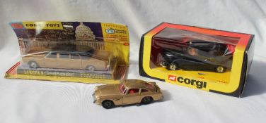 Corgi Toys - Lincoln continental executive limousine, No.262, boxed together with a Corgi Taxi, No.